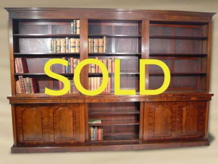 SOLD --- ANTIQUE - LARGE(11 FEET WIDE) VICTORIAN LIBRARY BOOKCASE --- SOLD