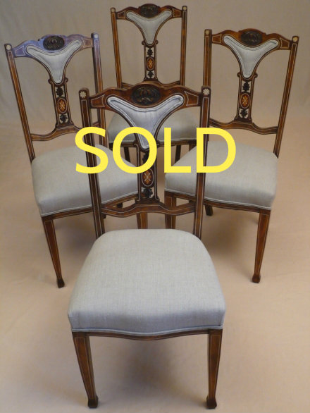 SOLD --- ANTIQUE - SET OF 4 EDWARDIAN DINING CHAIRS --- SOLD