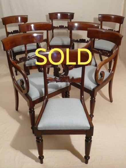 SOLD --- ANTIQUE - SET OF 8 MAHOGANY 19TH CENTURY CHAIRS --- SOLD