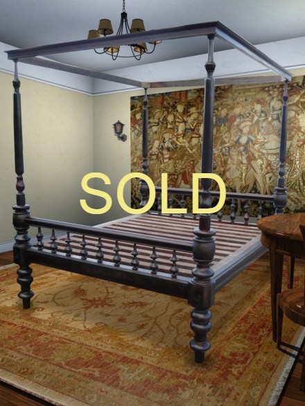 SOLD --- ANTIQUE - COLONIAL FOUR POSTER BED 6 FEET WIDE --- SOLD