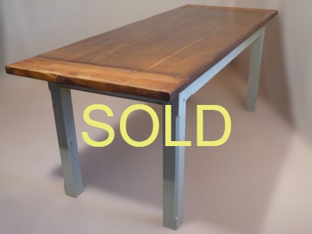 SOLD --- VINTAGE - OAK AND YEW-WOOD FARMHOUSE TABLE --- SOLD