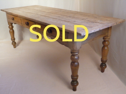 SOLD --- ANTIQUE - VICTORIAN RARE LARGE 7 FEET LONG CORNISH TURN OVER TOP FARMHOUSE TABLE --- SOLD