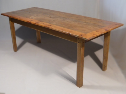 VINTAGE - TWO PLANK ELM AND YEW WOOD FARMHOUSE TABLE