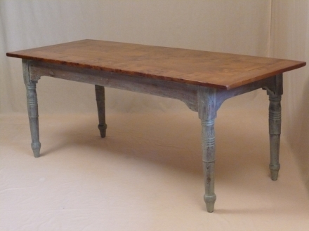 VINTAGE-6'-6'' COUNTRY STYLE BURR ELM TOP TABLE