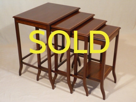 SOLD --- ANTIQUE - SET OF 4 EDWARDIAN MAHOGANY QUARTETTO TABLES --- SOLD