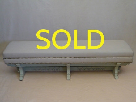 SOLD --- ANTIQUE - OAK GREY-PAINTED WINDOW SEAT --- SOLD