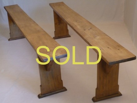 SOLD --- ANTIQUE - PAIR OF FRENCH FARMHOUSE BENCHES --- SOLD